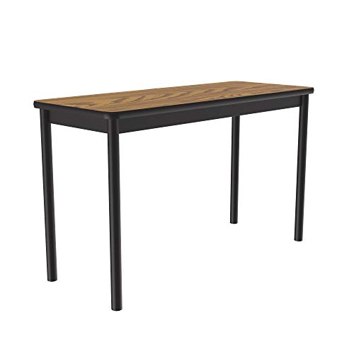 Correll 36" High Standing / Stool Height Utility Table, 24" X 60" Medium Oak High-Pressure Laminate Top With Black Frame , Rock Solid Commercial Quality (Lt2460-06) #TOP3