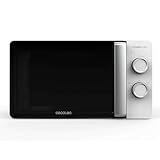 Cecotec Microondas de 20L Proclean 3010 Flatbed. Potencia de 700W, Diseño Compacto, Interior Cerámico, Modo descongelación, Temporizador 30 Min, Tecnología 3Dwave, detalles Metalizados