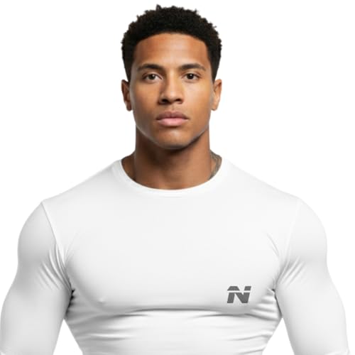 Image of NINQ Full Sleeve Compression, Workout, Round Neck, Down Shoulder T-Shirt - Men's Gym, Athletic & Sports Tights for Fitness