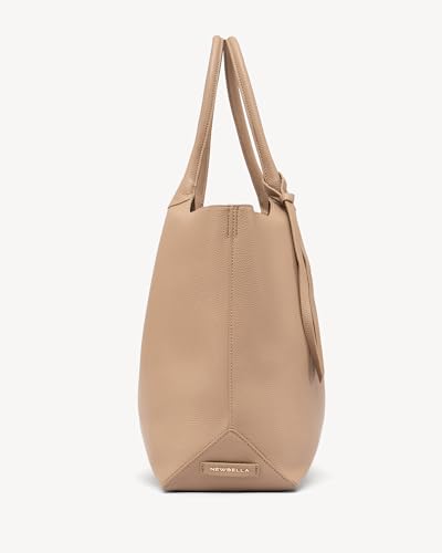 Image of NEWBELLA Tote Bag for Women, Vegan Leather Crossbody Shoulder Bag, Top Handle Satchel Purse for Work, Travel, Daily Use (Apricot-Tote)