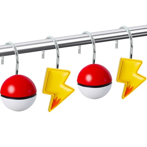 CTOHN 12PCS Lightning Cartoon Shower Curtain Hooks...