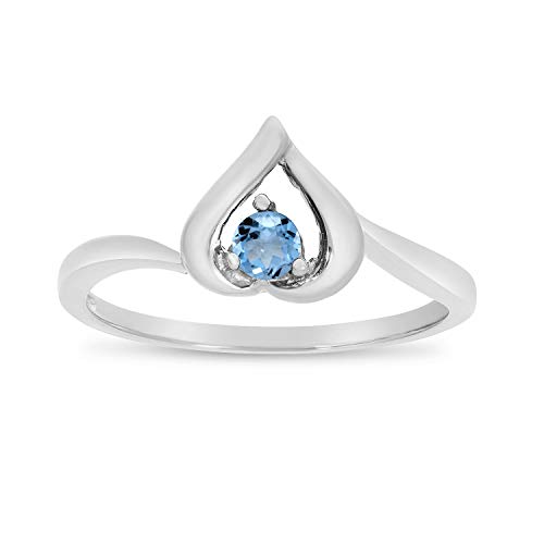 LXR 14k białe złoto okrągły topaz serce 0,26 ct