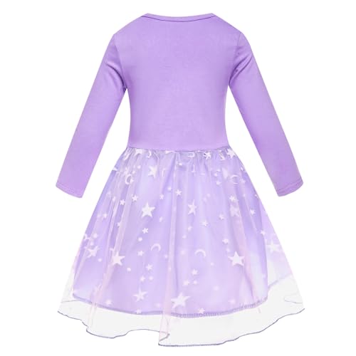 Girls Capybara Dress with Crossbody Bag Long Sleeve Tutu Dress Rainbow or Star Prints Tulle Skirt3
