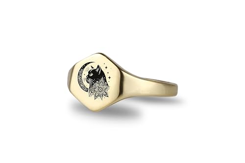 Bague de chat personnalisée or 14k le cadeau d'anniversaire mémorable