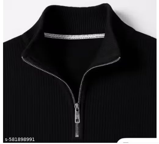 Image of Men's Solid Zipper Hooded Sweatshirt | Ribbed Hem, Lined Hood, Side Pockets, Durable Zip