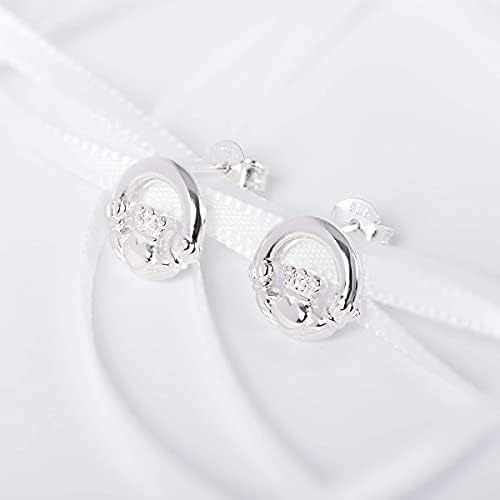 Aeon Claddagh Earrings - Irish Celtic Jewellery, Silver, 25mm - Image 5