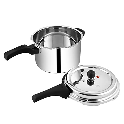 Image of Prestige Svachh Deluxe Alpha 6.5 Litre Stainless Steel Outer Lid Pressure Cooker & Prestige Omega Deluxe Granite Dosa Tawa, 28 cm, Black