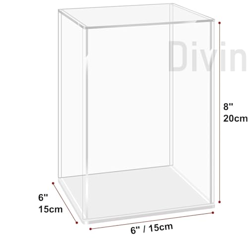 Image of Divin Acrylic Display for Organizing Collectibles Clear Box Display Action Figures Home Storage (White+Clear, 15X15X20Cm: 6X6X8 inch)