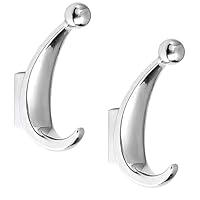 Yundoza Door Hooks Screw in, 2 Pack Metal Bathroom Towel Hook for Coat Robe Keys Clothes Bags(Chrome)