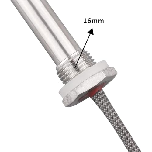 Heizpatrone Mehrzweck-Heizung für Heimwerker Heizelement aus Edelstahl mit Mutter 24V 150W M16 Durchmesser 16mm Flansch