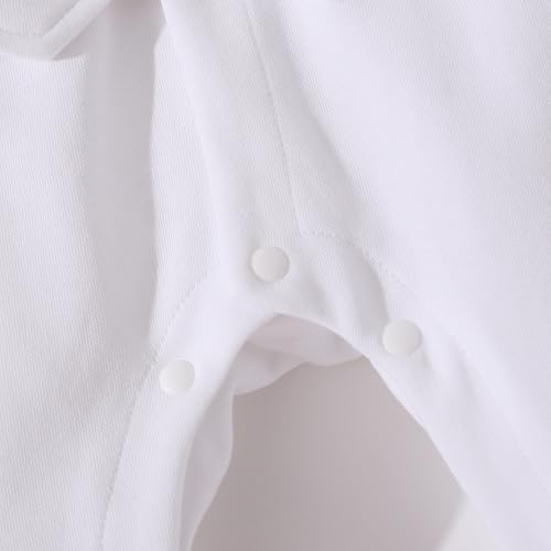 Image of HMD Baby Boy Long Sleeve Gentleman White Shirt Waistcoat Bowtie Tuxedo Onesie Jumpsuit Overall Romper