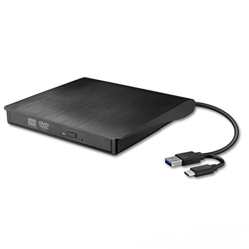 Whoasyst Reproductor de luz USB 3.0/USB C unidades externas de transferencia de datos de alta velocidad para laptop PC Window XP/7/8/10 unidad óptica de bajo consumo