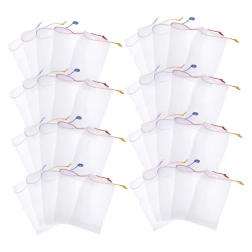 BAZEITFLOW 40 Piezas Malla para Jabón con Cordón Unidades para Barra de Jabón Resistente PE Almacenamiento Práctico para Baño y Ducha