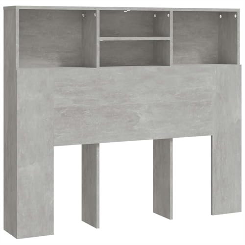 vidaXL Mueble Cabecero Armario de Cama con Almacenaje Pared Dormitorio Estantería Habitación Libros Decoraciones Gris Hormigón 120x19x103,5 cm