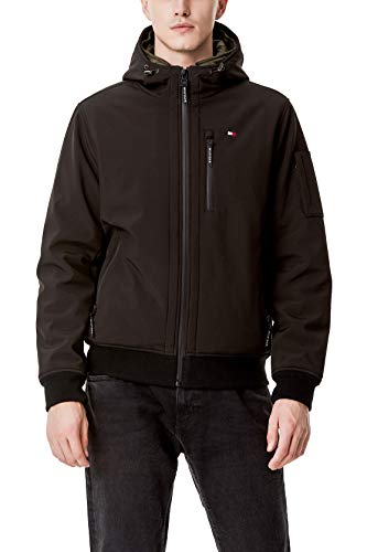 Tommy Hilfiger Mens Legacy Soft Shell Fashion Bomber Windbreaker Jacket, Black Tech, 3X-Large Us #TOP4