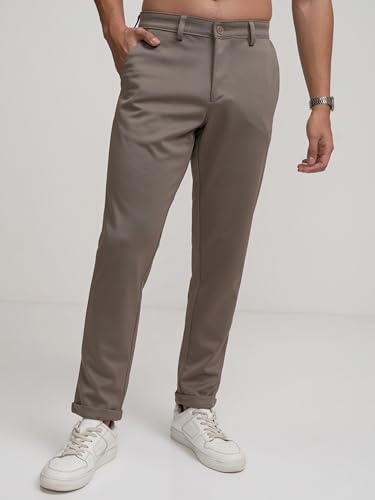 Image of Highlander Men's Slim Fit Formal Trousers | Ankle Length | Smart Chinos for Men | Comfortable Fabric for Daily Work & Formal Occasions