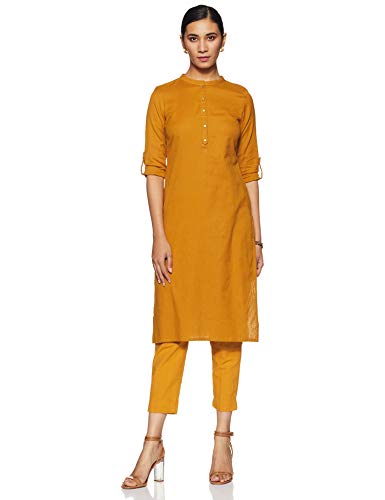 Image of W for Woman Women's Straight Kurta (19FEW11542-211549 Yellow 12)