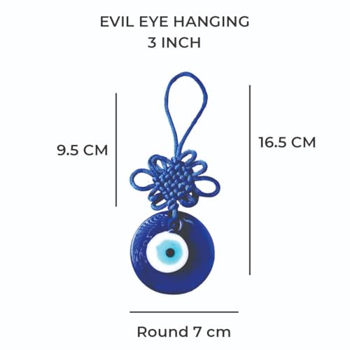 Image of Evil Eye Hanging Glass Nazar Battu for Home Entrance & Car | Blue Evil Eye Wall Hanging Decor for Protection, Positive Energy & Vastu Gift