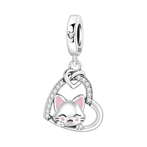 NUJIFFY Süße Tiere Charm 925 Sterling Silber Charms Anhänger für Armband Bär charm anhänger Hunde Kompatibel mit Europäischen Armbändern für Frauen Schmuck Geschenk
