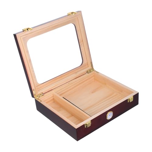 Boîte à Cigares avec Humidificateur Artibetter, Cave en Bois Marron de Voyage