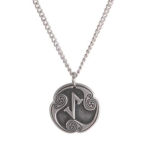 Image of Amaxer 24 Runes Talisman Viking Jewelry Asatru Necklace Pagan Wiccan Pendant Norse Runes Vintage Nordic Amulet Necklace for Women Men (Eihwaz)