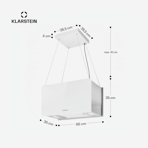 Miniatura 7 de Klarstein Campana Extractora De Isla Para Cocina 590 M H, Temporizador, 3 Niveles, Altura Regulable, Filtros De Carbón Activo, Campana
