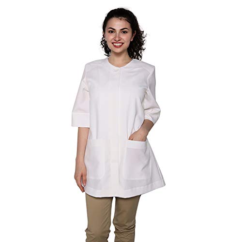 Smockers Betty Professional Salon Smock, Stylist Jacket, Cosmetology Uniform White