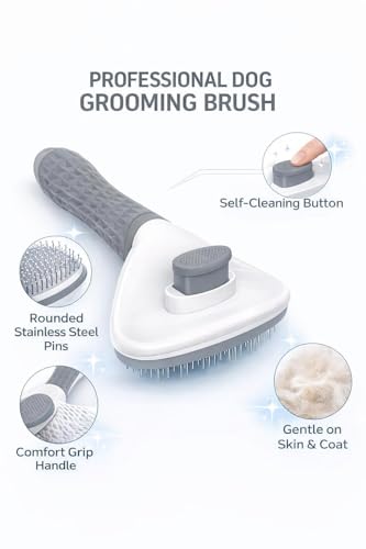 Self Cleaning Slicker Brush for Dogs & Cats – Deshedding Grooming Tool with One Click Hair Removal – Gentle for Sensitive Skin - Image 2