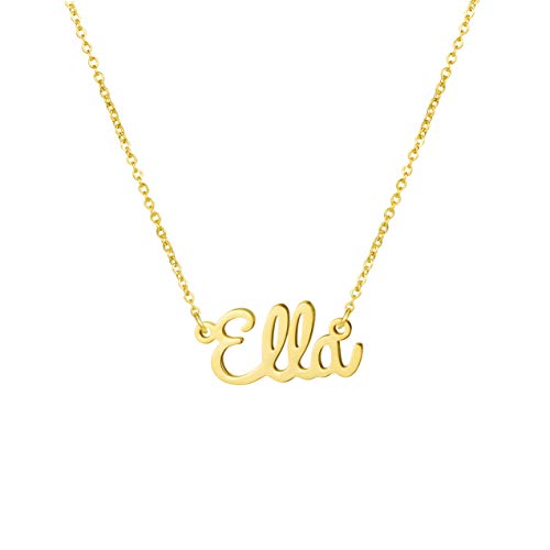 Awegift Name Necklace Big Initial Gold Plated Best Friend Jewelry Women Gift