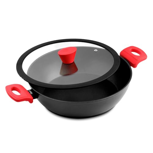 Cacerola baja CASTEY RED de aluminio 100% reciclado para cocinar guisos saludables en cocinas de inducción 3