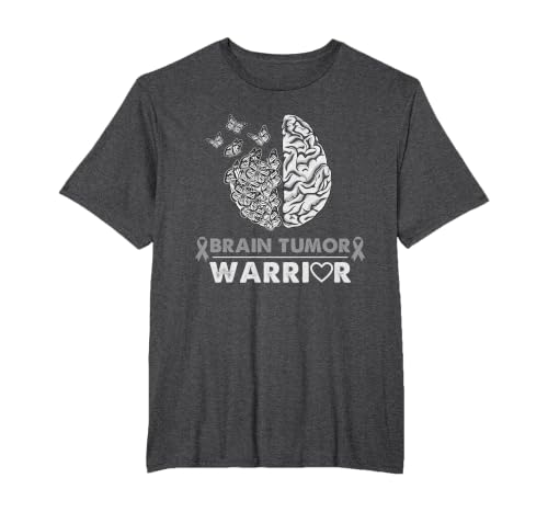 Brain Tumor Warrior Brain Tumor Awareness T-Shirt, Men's Big and Tall, Dark Heather Grey, 5X Tall