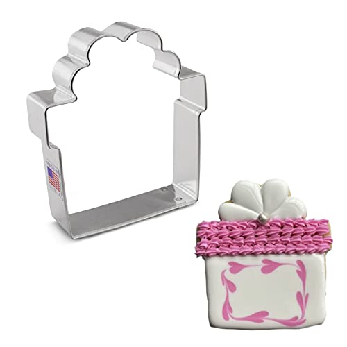 Ann Clark Cookie Cutters Present With Bow Cookie Cutter By Flour Box Bakery, 3.25" #TOP16