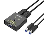 Huasion USB 3.0 Switch Selector 2 Computers Sharing 1 USB Peripheral Mouse Keyboard Printer Scanner with 2 Pack USB A to B Cables