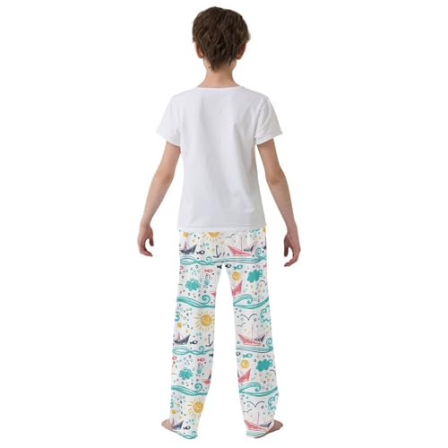 ZZXXB Sea Ship Sunshine Boys Long Pants Soft Trousers Elastic Waist Kids Lounge Bottoms with Pockets S-XL3