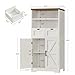 TEENFON 49.6''H Tall Storage Cabinet with Adjustable Shelf & 2 Drawers, Cupboard, Bathroom Floor Farmhouse Cabinet for Living Room, Entryway, Home Office, White
