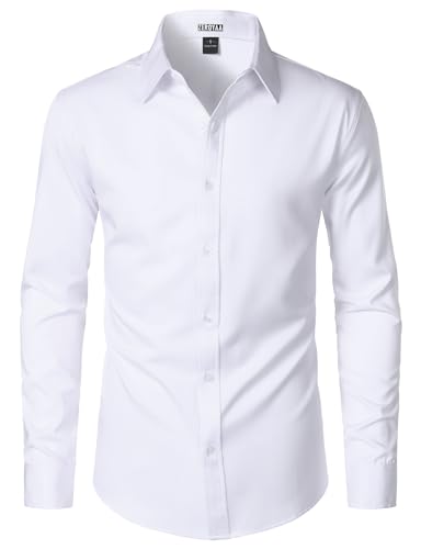ZEROYAA Men's Wrinkle Free Long Sleeve Dress Shirt Business Casual Modern Slim Fit Button Down Shirts for Wedding and Office