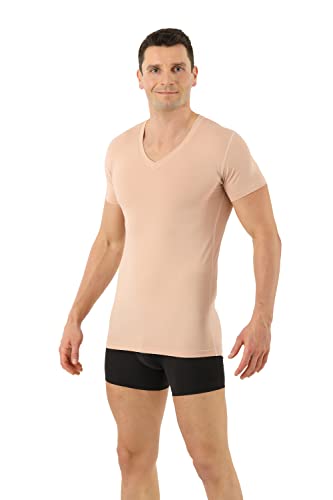 Functional Coolmax® Cotton Undershirt v-Neck Short Sleeves Invisible Beige2