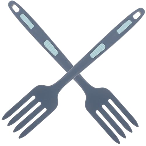 FUNNETOYU 2pcs Multi-Function Silicone Forks for Cooking Pasta Potato Heat-Resistant Nonstick Ergonomic Design Kitchen Tool