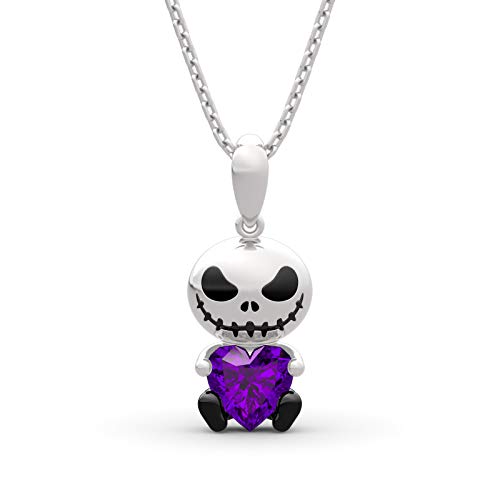 Image of Jeulia Hug Me Love Confession Skull Heart Cut Sterling Silver Necklace for Women Wife Girlfriend Engagement Wedding Anniversary or Birthday Christmas With Jewelry Box