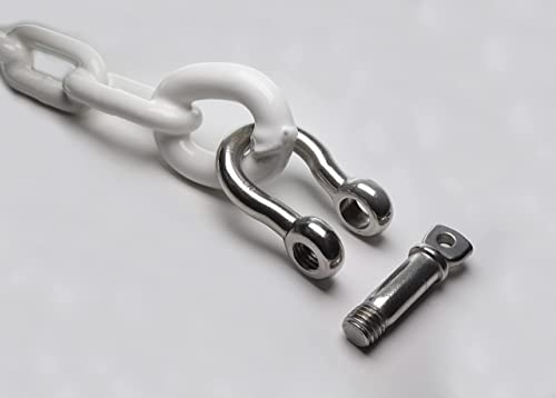 Pvc Coated Boat Anchor Chain With Stainless Steel Shackles 4Foot/ 5Foot/ 6Foot/ Black/White (White, 1/4" X 4 Foot) #TOP3