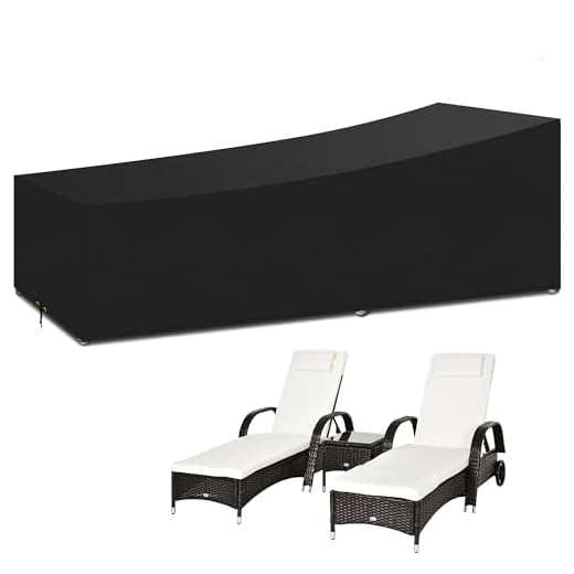 Funshot Sun Lounger Cover Waterproof, 220x80x35/55cm, 420D Oxford Fabric Sunlounger Cover Waterproof, Windproof, Anti-UV, Rip Proof, Outdoor Patio Sunbed Cover for Sun Lounger, Black
