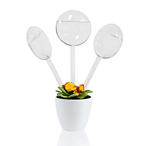 KnikGlass Pack of 3 Plant Waterer Self Watering Globes, Bird Shape Hand Blown Transparent Mini Durable Clear Glass Aqua Bulbs (Pack of 3 Pie-Shaped)