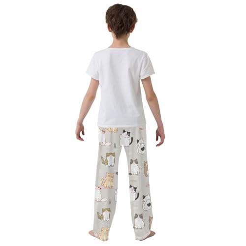 Boys' Pants Cute Cartoon Cat Funny Long Bottoms Jogger Pants Elastic Waist Trousers with Pockets S-XL3