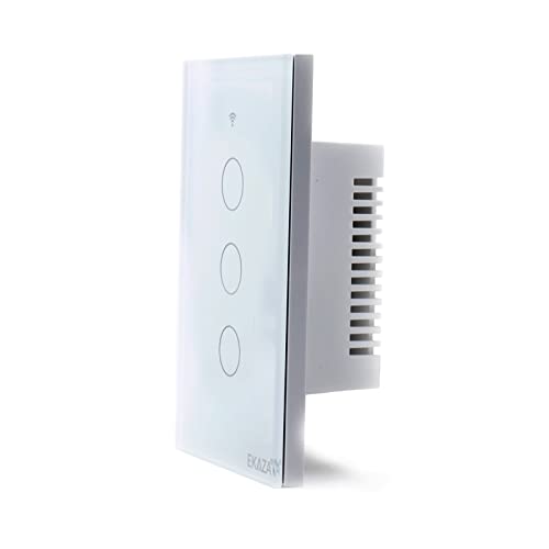 Interruptor Inteligente EKAZA 3 Botões Branco WiFi+BLE+RF, EKNH-T107-3W