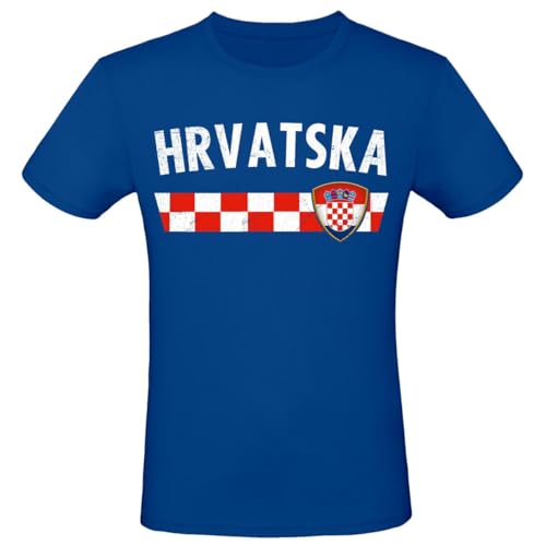 Kroatien T Shirt Herren Damen Unisex Hrvatska Croatia Fahne EM WM Fußball Fan Shirt Nationalflagge Kurzarm Rundhals Größen S3XL