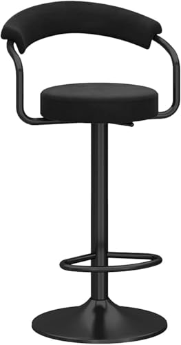 Tabourets de Bar de Cuisine en Velours Noir Haut de Gamme avec Dossier Ergonomique