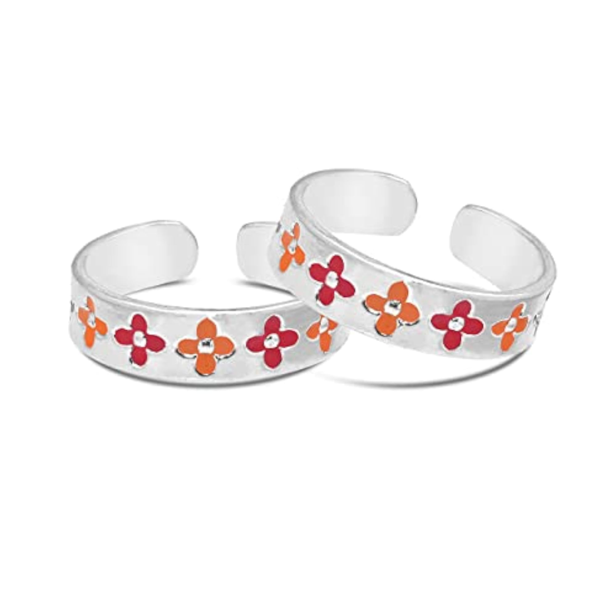 Women's Glossy White 925 Sterling Silver Toe Rings