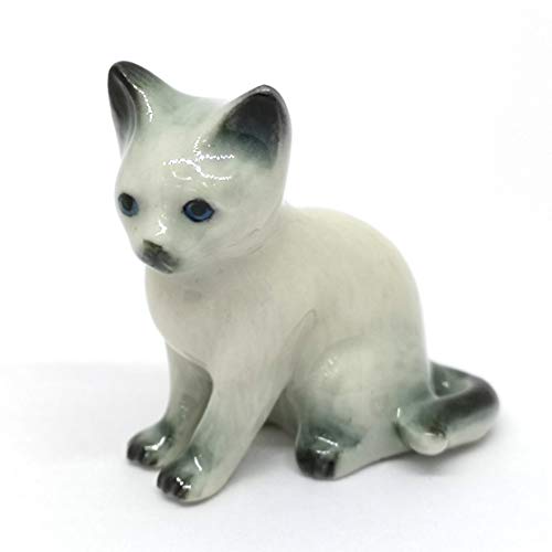 Image of ZOOCRAFT Miniature Ceramic Cat Figurine, Hand-Painted Collectible Small Cat Statue, Handmade Animal Figurine for Home Décor & Gifts