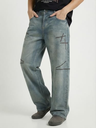 Image of GRECIILOOKS Baggy Jeans for Men | Mens Wide Leg Relax Fit Jeans | Baggy Jean's for Boys | Oversized Jean's for Everyday Streetwear