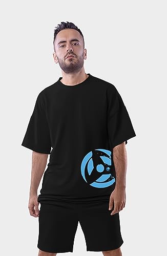 Image of Be Crazy Oversized Loose Baggy Fit Drop Shoulder Half Sleeves Pure Cotton Anime Graphic Printed T-Shirt for Men